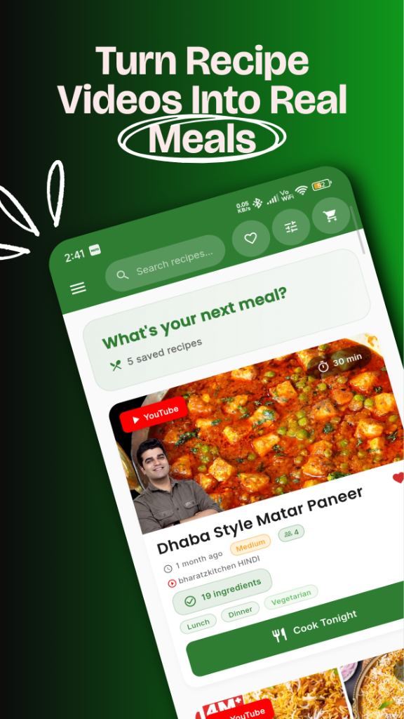 NextMeal App — Home Screen